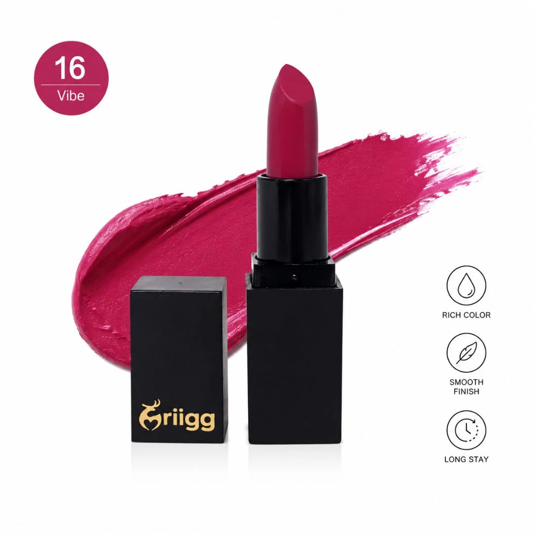 Mriigg Matte Lipstick Shade 16 Vibe | 12-Hour Long Stay | Intense Color Payoff