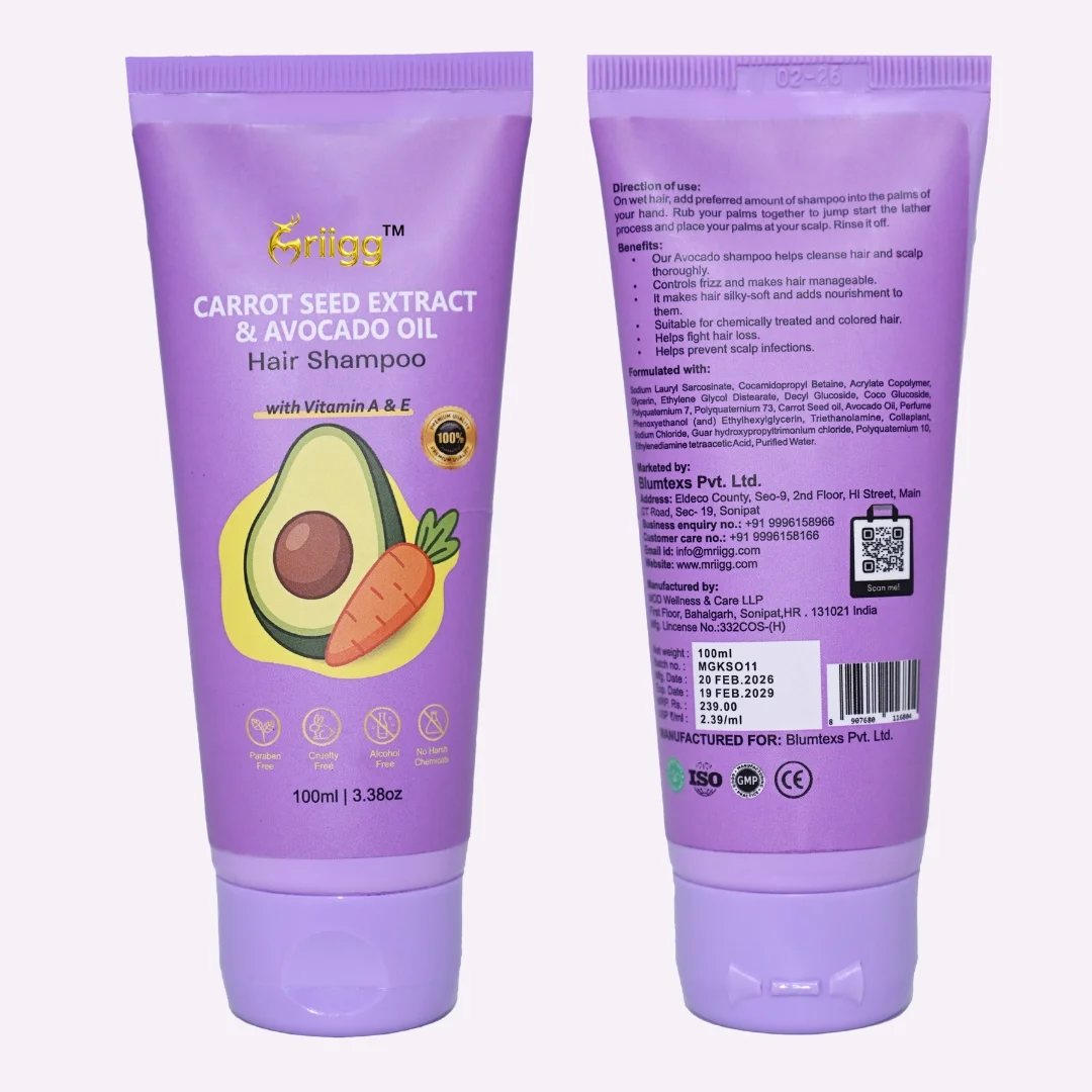 MRIIGG Carrot Seed & Avocado Oil Hair Shampoo with Vitamin A + E 100ml