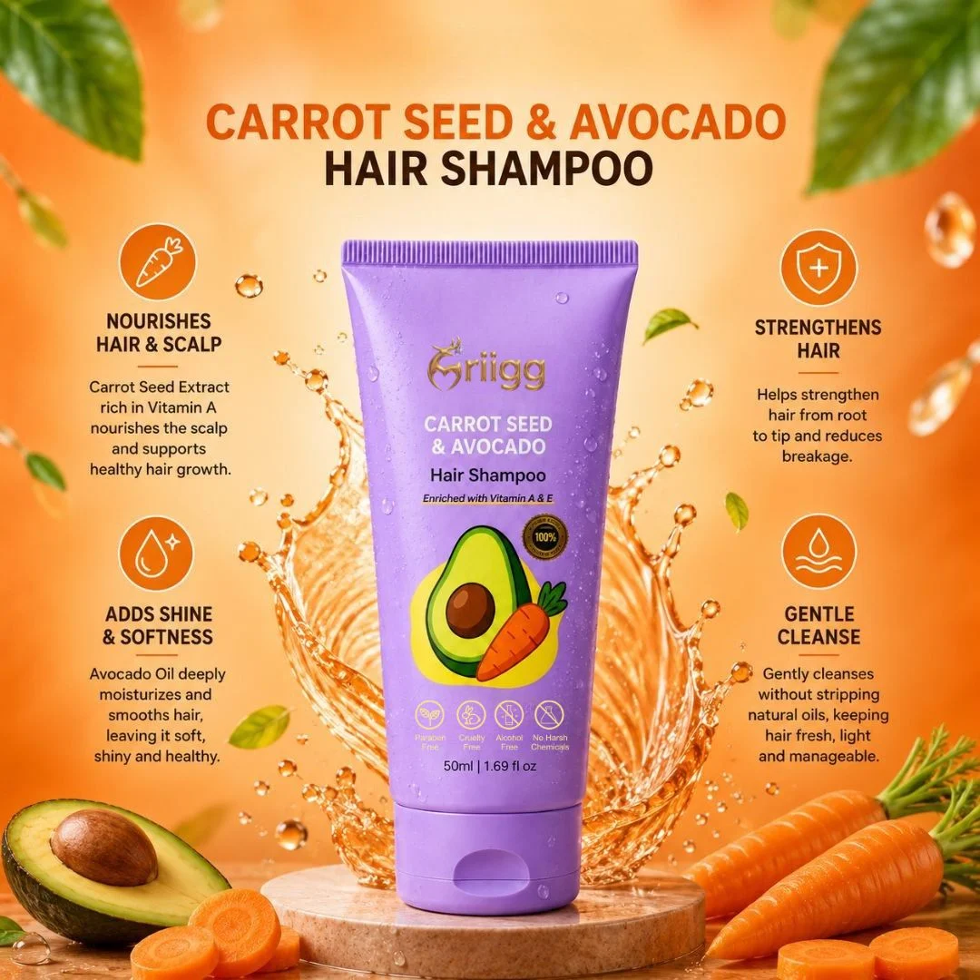 MRIIGG Carrot Seed & Avocado Oil Hair Shampoo with Vitamin A + E 50ml
