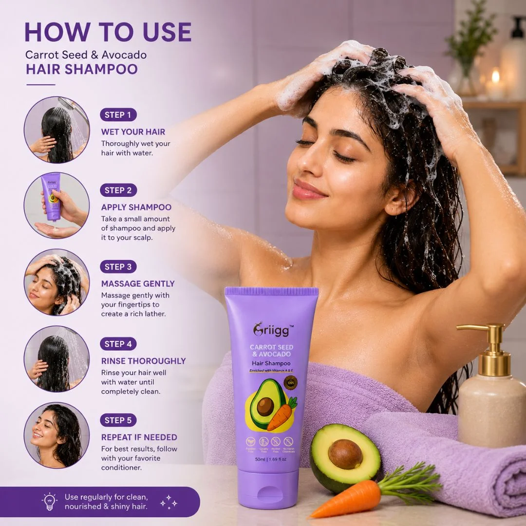 MRIIGG Carrot Seed & Avocado Oil Hair Shampoo with Vitamin A + E 50ml