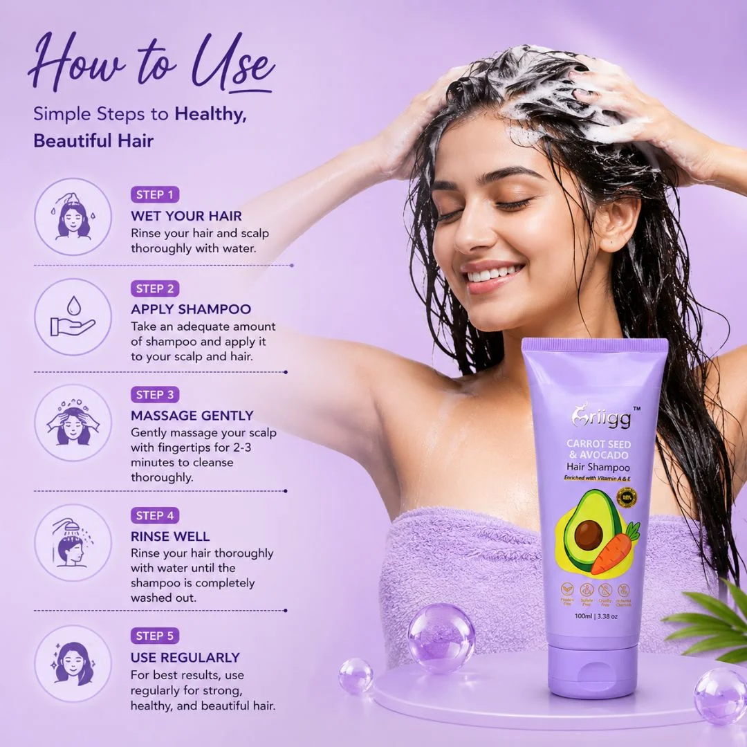 MRIIGG Carrot Seed & Avocado Oil Hair Shampoo with Vitamin A + E 100ml